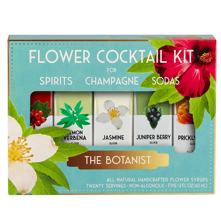 The Botanist Cocktail Kit. 5-pack bloemensiropen. voor wholesale door Floral Elixir Co.