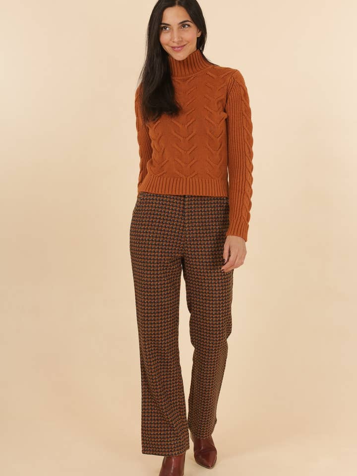 Pantaloni dritti a quadri lurex per la vendita all'ingrosso da parte di Daphnea