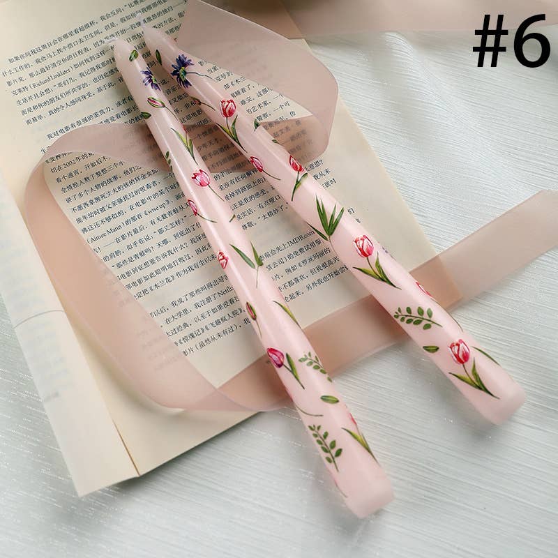 Candles Meta – wholesale Tapered candle/candlestick – 25cm Floral Printed Long Stem Holiday Smokeless Candle5