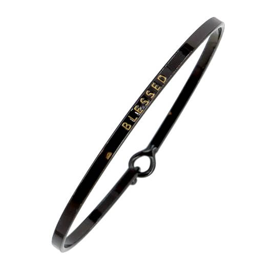 0011 PREMIERE - Wholesale Bangle Bracelet - FR2079 BLESSED_3mm Inspired Message Brass Bangle