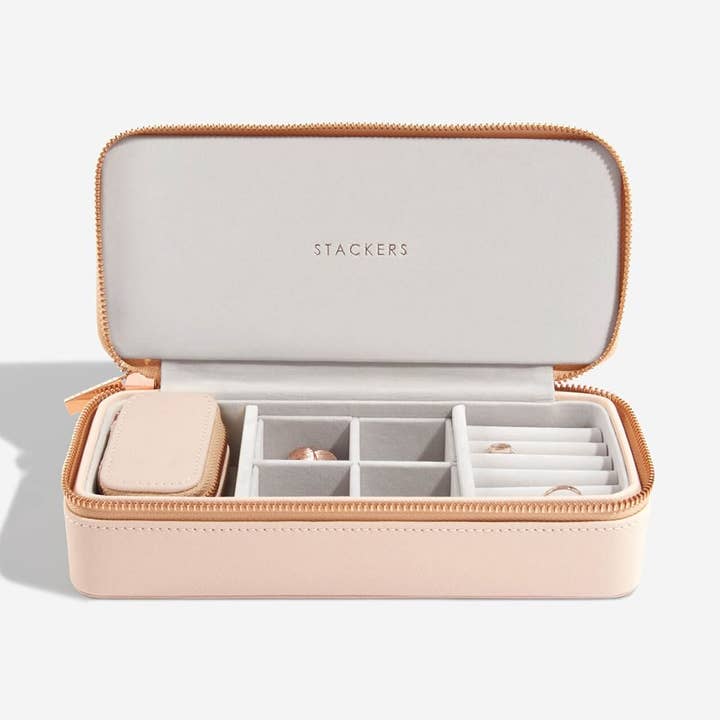 Stackers – wholesale Jewellery box/organiser – Blush Large Zipped Travel Jewellery Box0