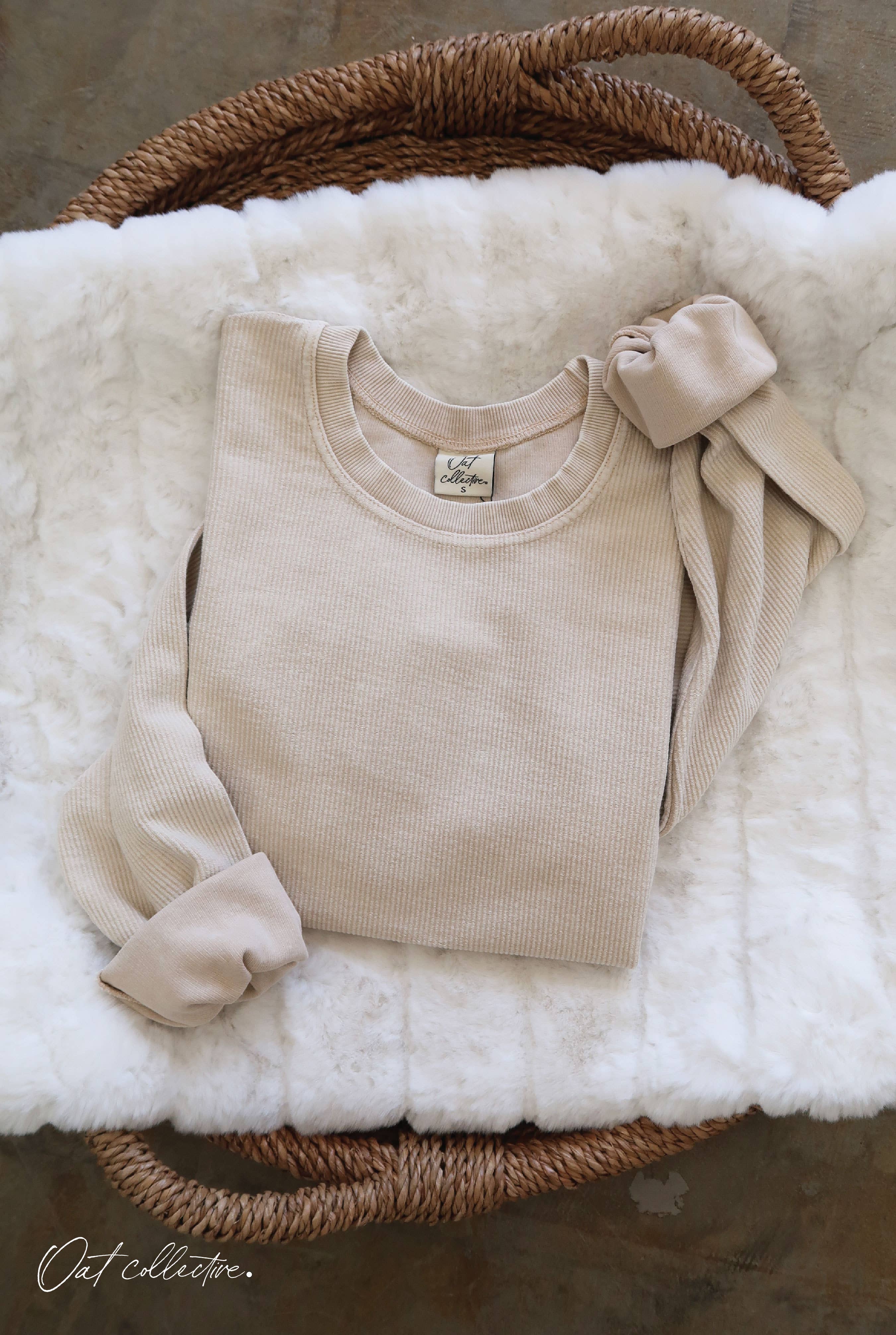 OAT COLLECTIVE - Wholesale Graphic Sweatshirt - Women's - PREMIUM BASIC Cropped Thermal Vintage Pullover 2