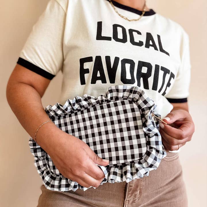 Mugsby - Wholesale Makeup/Cosmetic Bag - Gingham Frilly Makeup Bags, Makeup Bags, Summer Bag