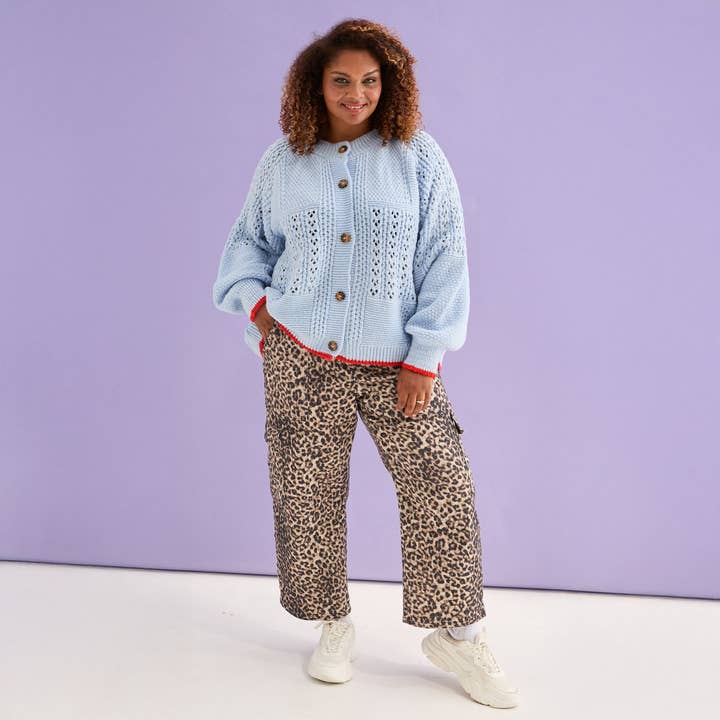 Cara & The Sky - Wholesale Cardigan - Women's - Brigit Pointelle Stitch Balloon Sleeve Cardigan - Blue8