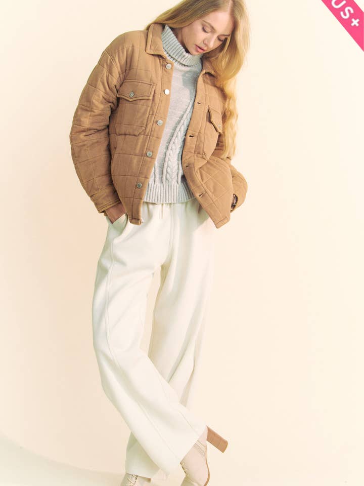 Davi & Dani - Wholesale Jacket - Women's - PLUS POCKET BUTTON FRONT SHACKET SHIRT JACKET11