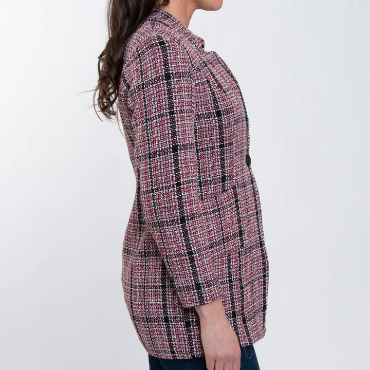 Elsie & Zoey - Wholesale Blazer - Women's - SALE - 6 Piece Lyra Plaid Long Boucle Blazer Assortment1