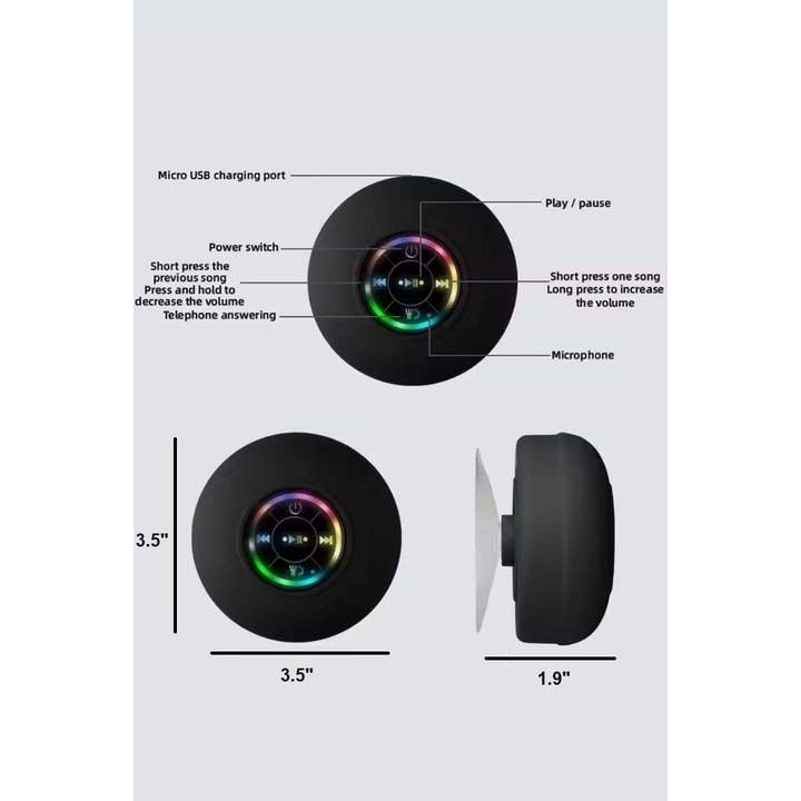 Vanilla Monkey - Vendita all'ingrosso Casse audio - Altoparlante Bluetooth portatile con LED per bagno3