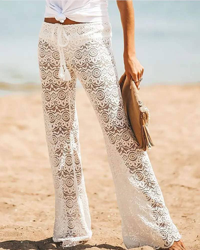 Queen Fashion – Engroshandel Strandbadekåbe – Dame – hule hæklede blondebukser med snor15