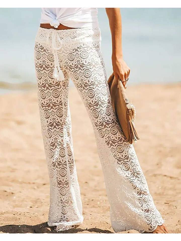 Queen Fashion – Engroshandel Strandbadekåbe – Dame – hule hæklede blondebukser med snor15