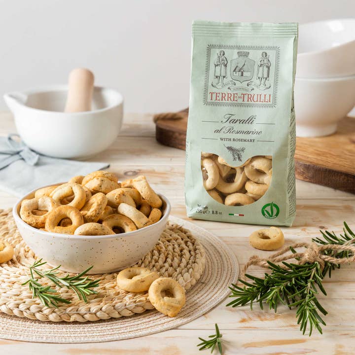 Pugliesi Taralli with Rosemary 250g - Made in Italy and other Purchase Wholesale senza glutine. Free Returns & Net 60 Terms on Faire trending on Faire.
