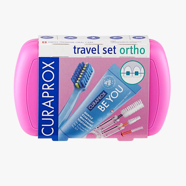 Curaprox Ortho Travel Set, pink for wholesale by CURAPROX