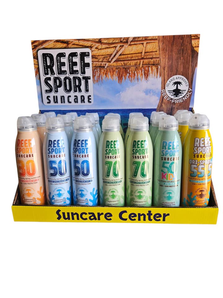 REEF SPRAY "High SPF" Display - 21pcs (no Lip) - 90017w for wholesale by Reef Sport Suncare