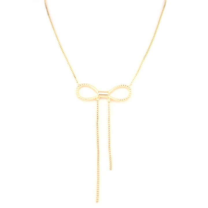 RIBBON BOW PENDANT NECKLACE, MN 4162 for wholesale by JOIA ACCESSORIES