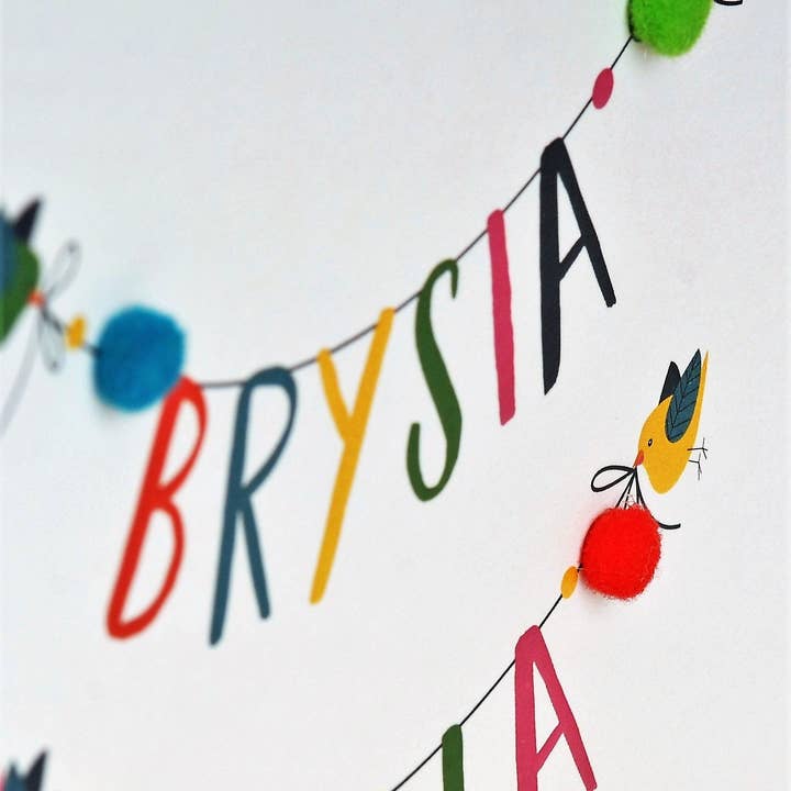 Claire Giles Ltd - Wholesale Get Well Card - Welsh Get Well Card, Banner, Get Well Soon, Embellished with colourful pompoms1