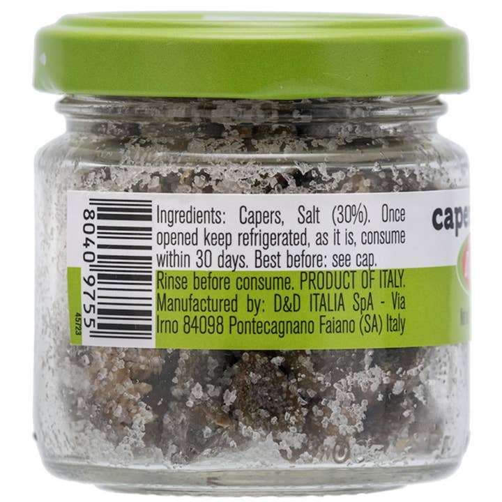 Wholesale Italian Food - Wholesale Olives - Fratelli D'Amico Capers in Salt, no, #10 2.5oz (70g)