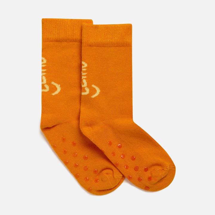 'Mini Change-maker' Orange Smiley Bamboo Socks for Toddlers for wholesale by Leiho