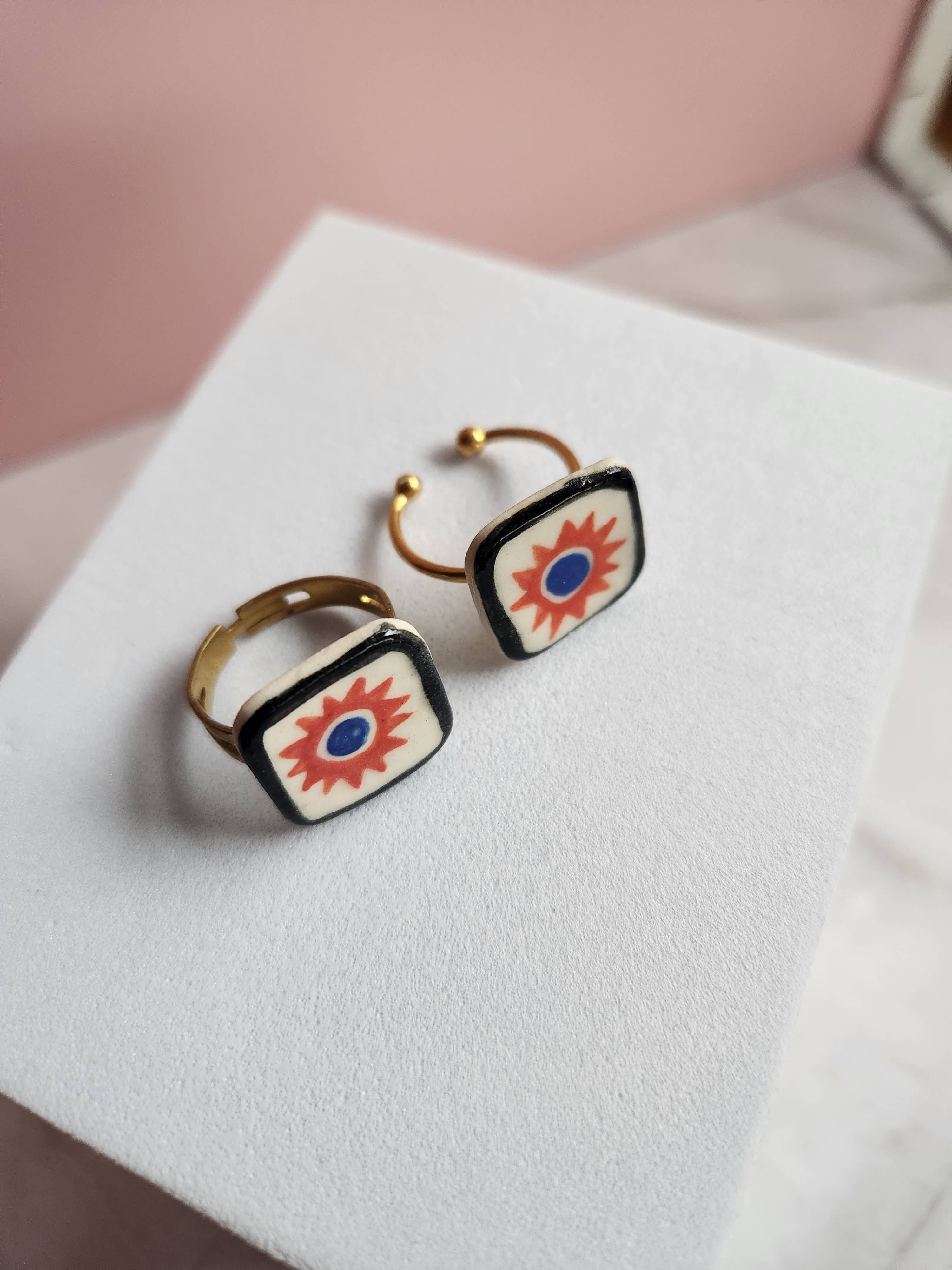 Crown & Heart - Wholesale Cocktail/Statement Ring - Quilt Square Ring4