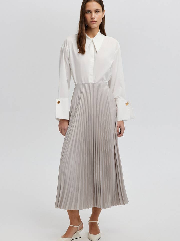 PLEATED SKIRT - MAXI LENGTH, HIGH WAIST for wholesale by Touché Privé