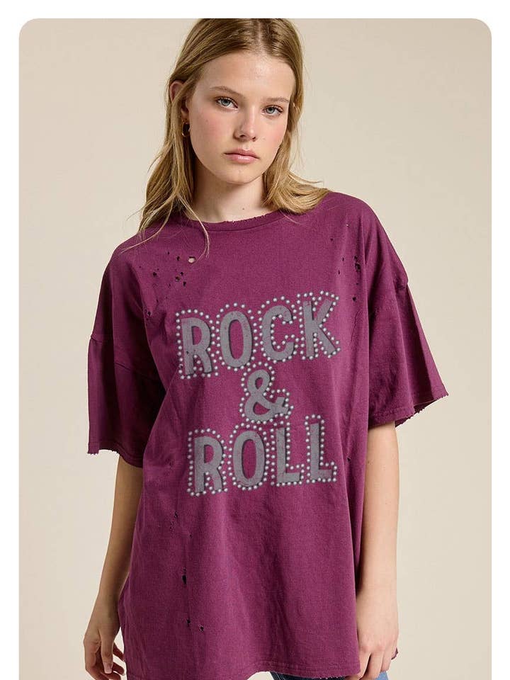 PUFF' Rock & Roll Graphic S/S Oversized Seamless Tee for wholesale by Foryeri