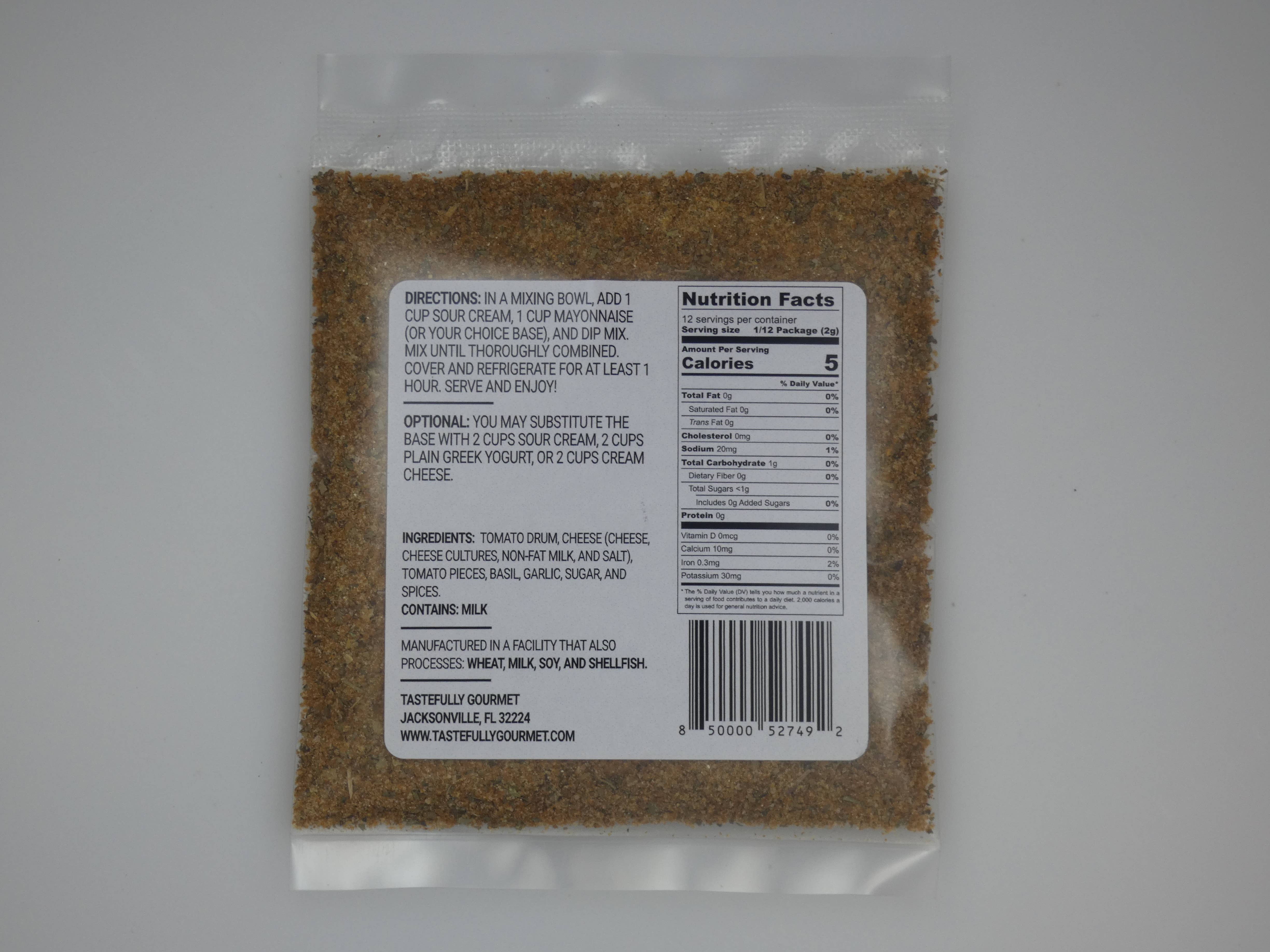 Tastefully Gourmet - Venta al por mayor Salsa para mojar - Mezcla de pizza1