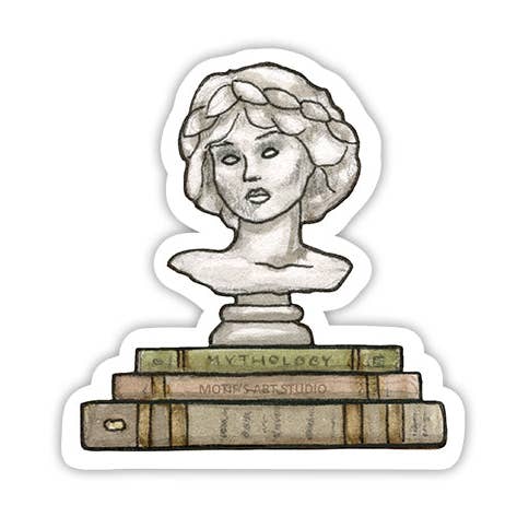 Autocollant Déesse grecque avec livres pour la vente par Motif's Art Studio