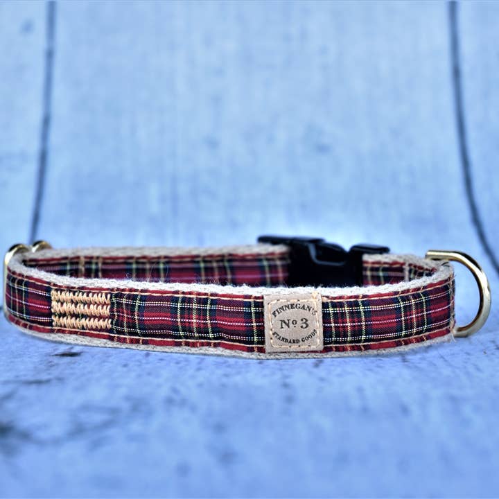 3/4" Small Red Plaid Collar for wholesale by Finnegan’s Standard Goods