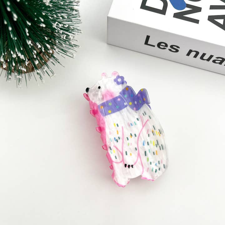 TheDivaSoap - Wholesale Hair Clip - Women's - Scarf Bear Hair Clip, Christmas Claw Hair Clip