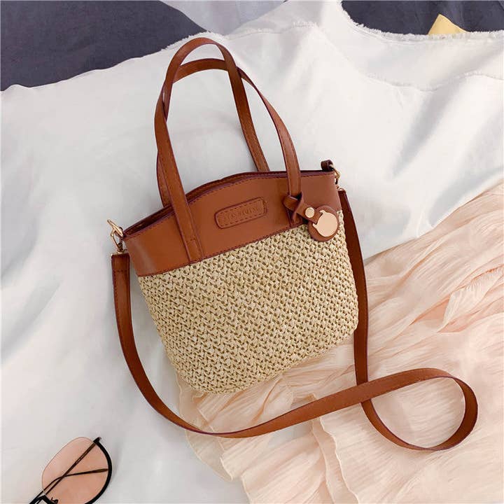 Women Fashion Casual Vacation Straw Shoulder Bag for wholesale by SALINA TRADING INC