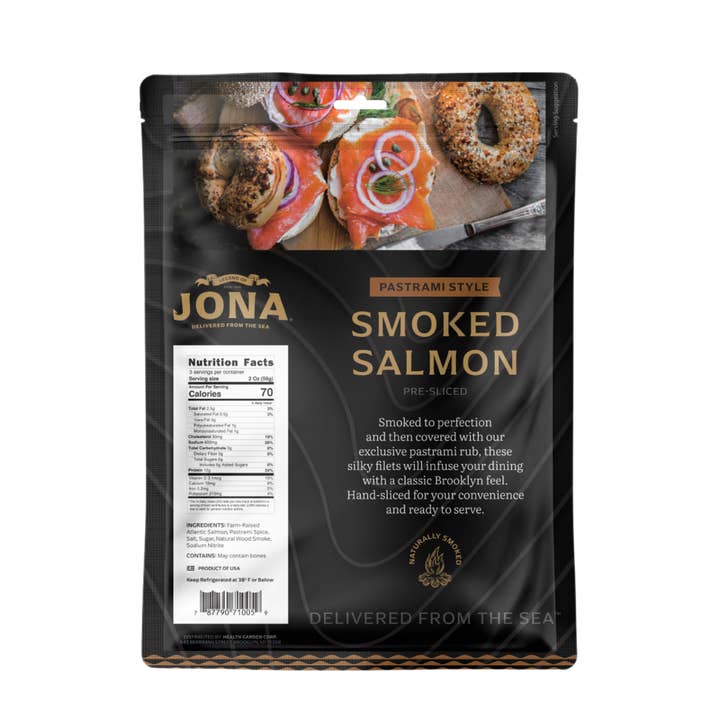 Legend of Jona - Wholesale Fish/Seafood - JONA Smoked Salmon 6oz - Pastrami - Kosher Certified