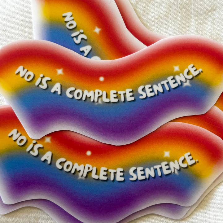 UNFOLDZinesandArt - Wholesale Sticker - Rainbow Pride Vinyl Sticker | No is a Complete Sentence