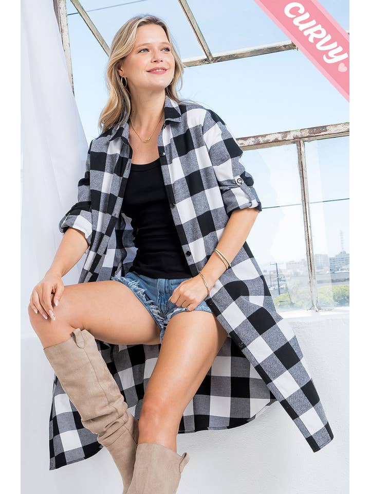 Sweet Lovely by Jen - Wholesale Button Down Shirt - Women's - SW2012PL PLAID BUTTON UP LONG SHIRT18