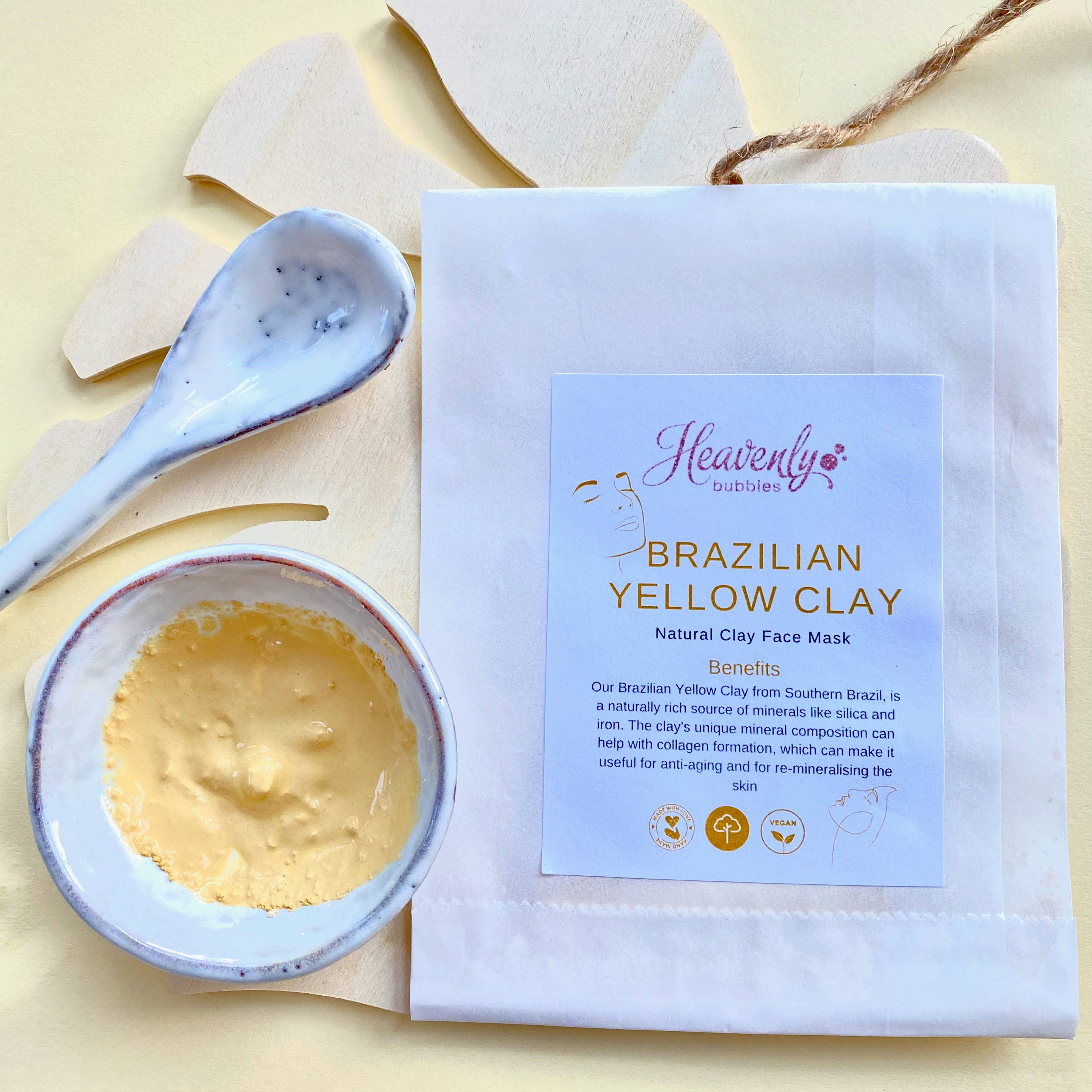 Heavenly Bubbles – wholesale Skincare face mask – Brazilian Yellow Natural Clay Face Mask Single Sachet0