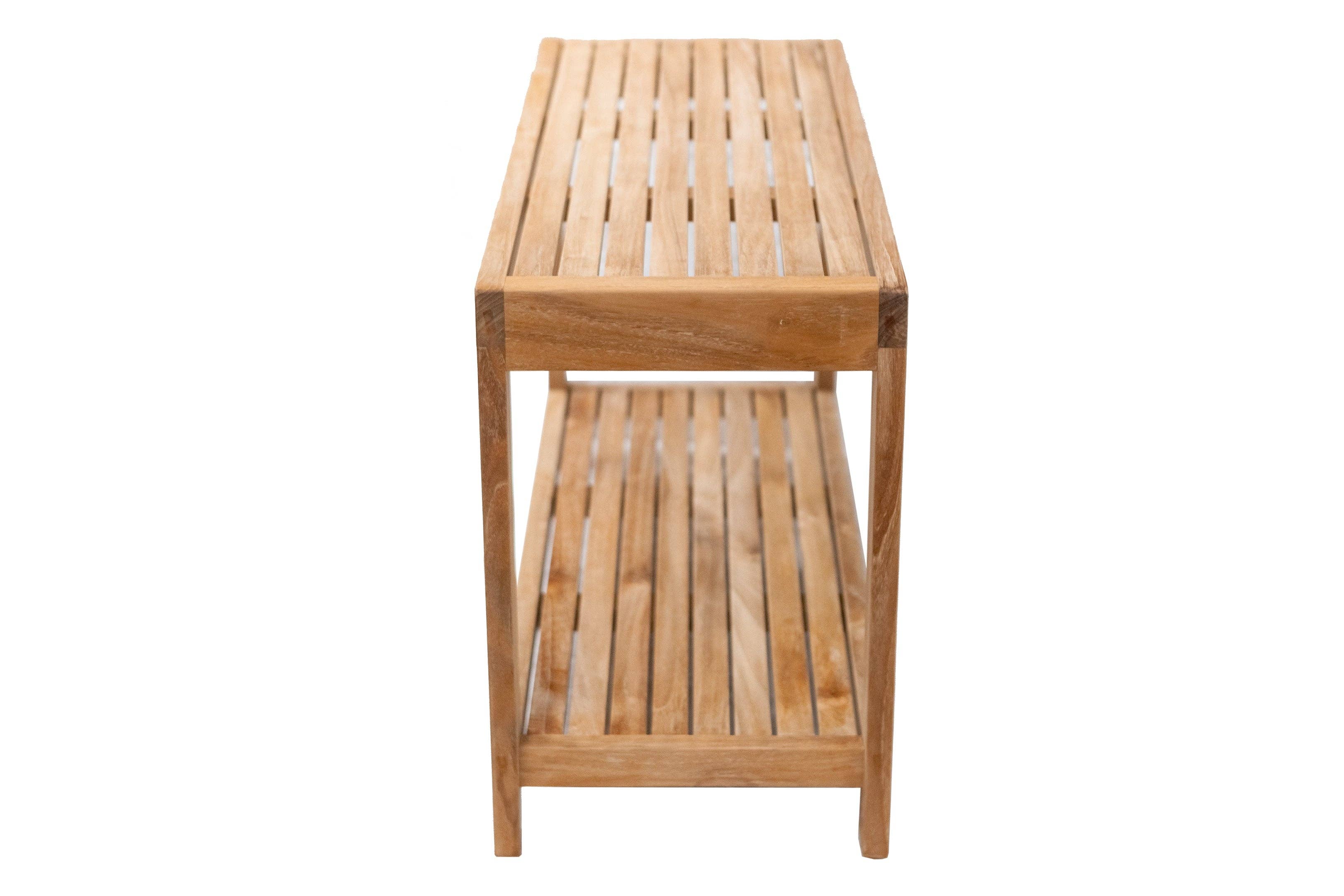 Nordic Teak - Wholesale Bankje - Scandinavische stijl natuurlijk teakhouten spa-bank met plank - 35"1