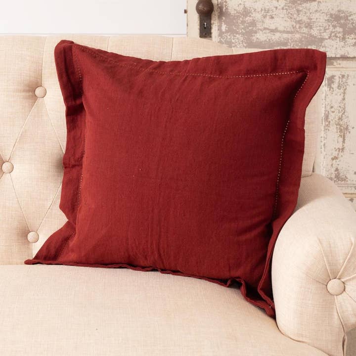 Pillow - Stonewashed Linen Blend, Burgundy (Pk/02) for wholesale by Audrey's Home & Gift