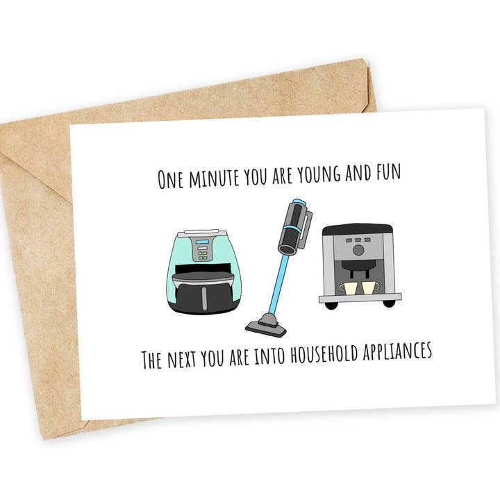 Funny Appliance Card: Air Fryer, Vacuum, Coffee Maker for wholesale by Chewy Lemon Studio