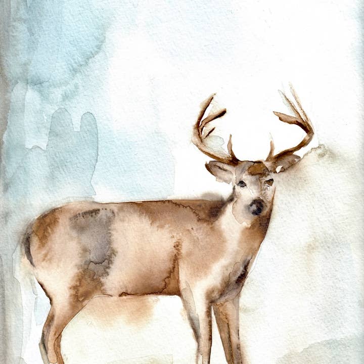 Waterverf van hertenbok - canvasprint met wilde dieren voor wholesale door Meredith Oneal Art