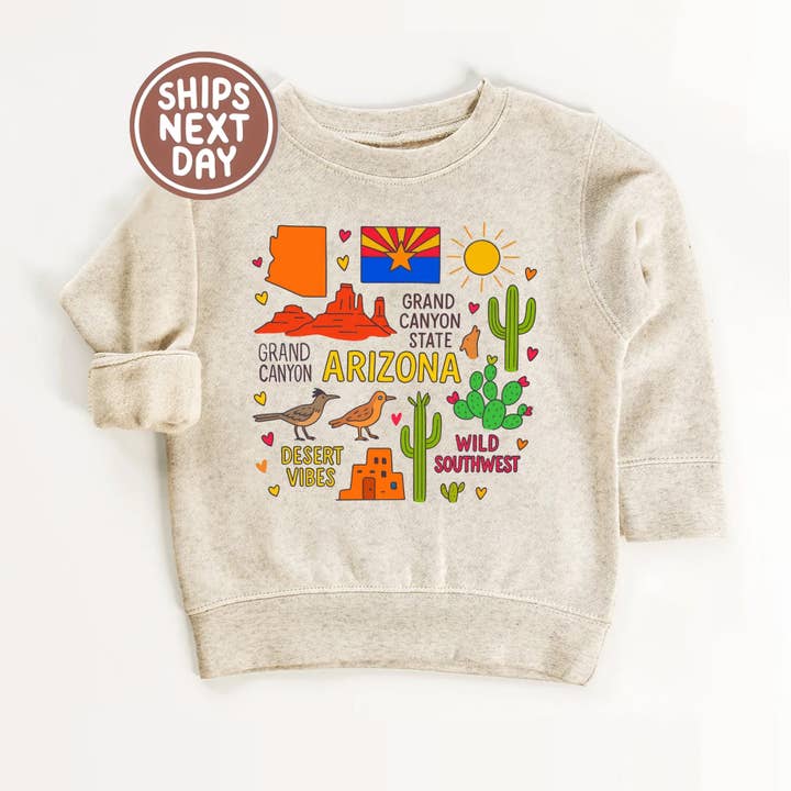 Arizona Kids Sweatshirt – Grand Canyon State Icons for wholesale by EnjoyMyDesign