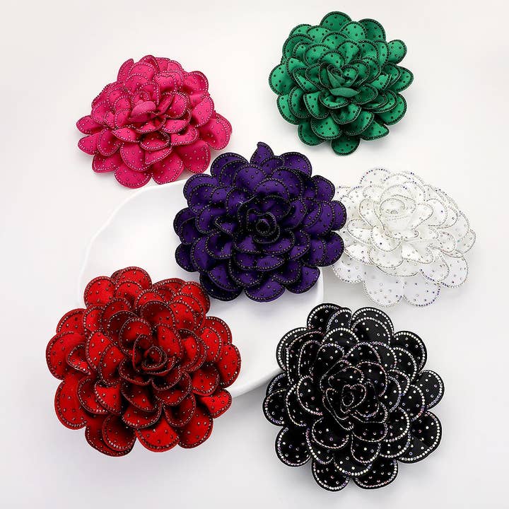 Bling Studded Flower Brooch / Hair Clip for wholesale by Sensibling Corp.