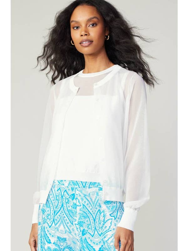 White Sheer Cardigan & Sleeveless Sweater Set for wholesale on Faire