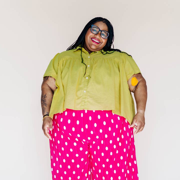 Nettle Studios - Wholesale Pants - Women's - Size Inclusive Hot Pink & White Polka Dot Pleated Flare Pant1