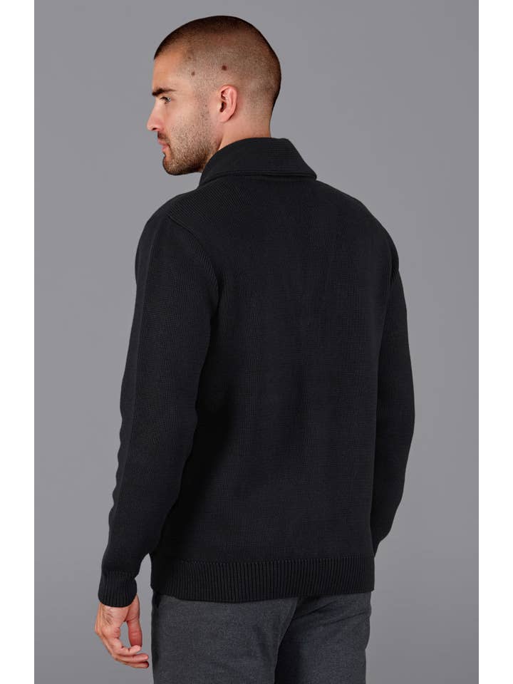 Paul James Knitwear – wholesale Kofta - Herr – Mens Midweight 100% Bomull Sjal Krage Cardigan2