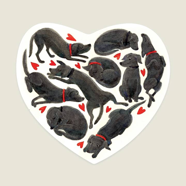 Black Labradors Heart Sticker for wholesale by Elsabelle Paper Co.