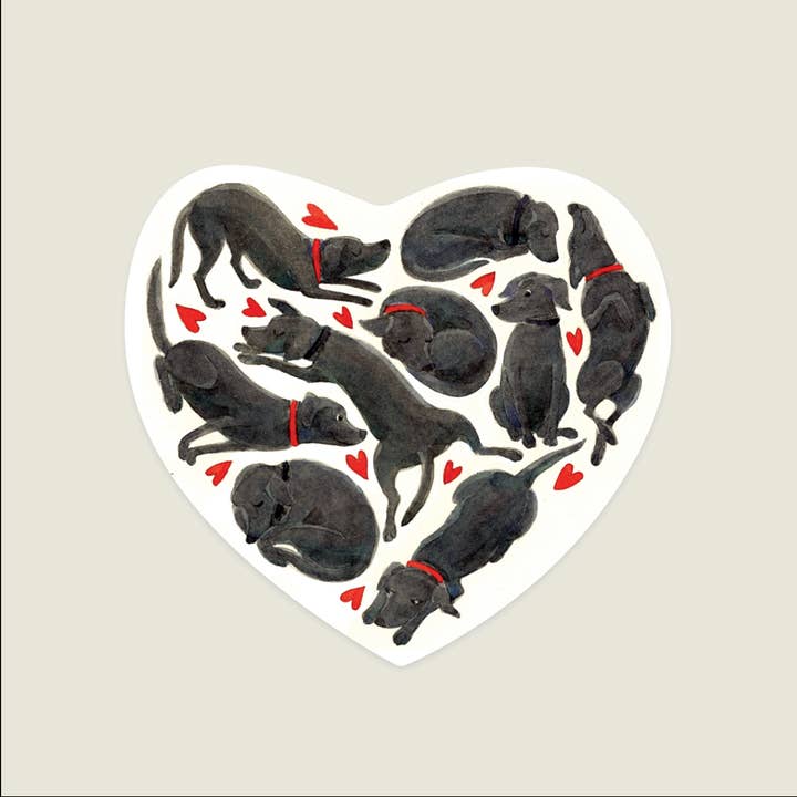 Black Labradors Heart Sticker for wholesale by Elsabelle Paper Co.