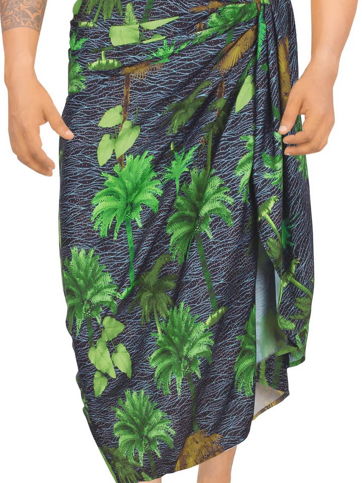 HAPPY BAY MenSurfing Sarong Pareo Wrap One Size Black-AA952 for wholesale by LA LEELA \ HAPPY BAY