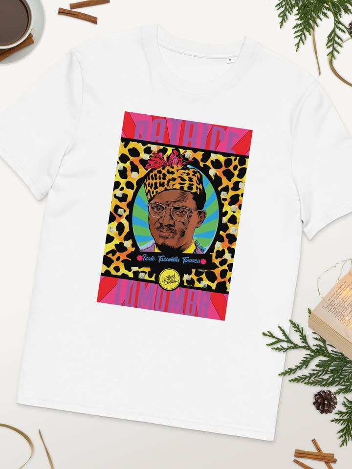 Lumumba Pop Art I A t-shirt unissexo em algodão orgânico por atacado de UNITED SOULS
