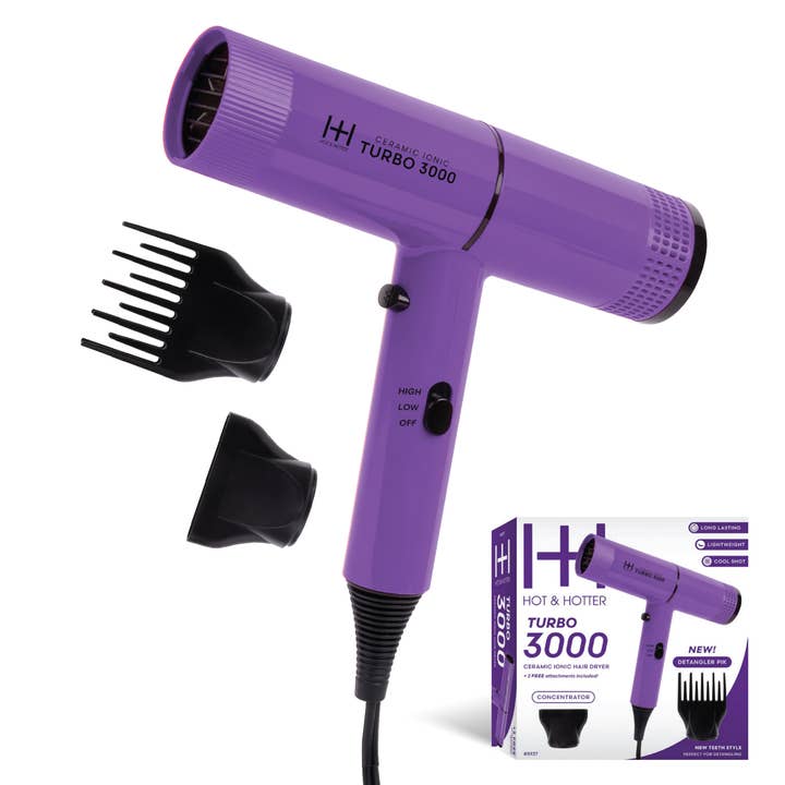 Hot & Hotter Ceramic Turbo 3000 Hair Dryer, Purple for wholesale by Annie International, Inc.