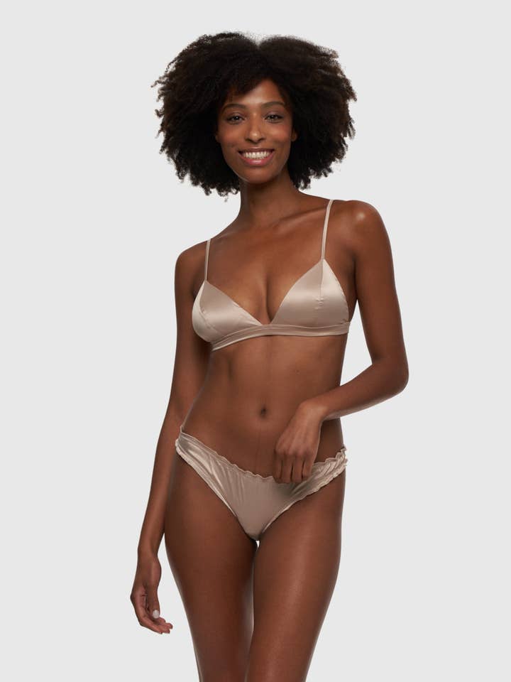 Lola - Bralette aus Satin, warm, Elfenbeinfarben für den Großhandel von Chitè Milano