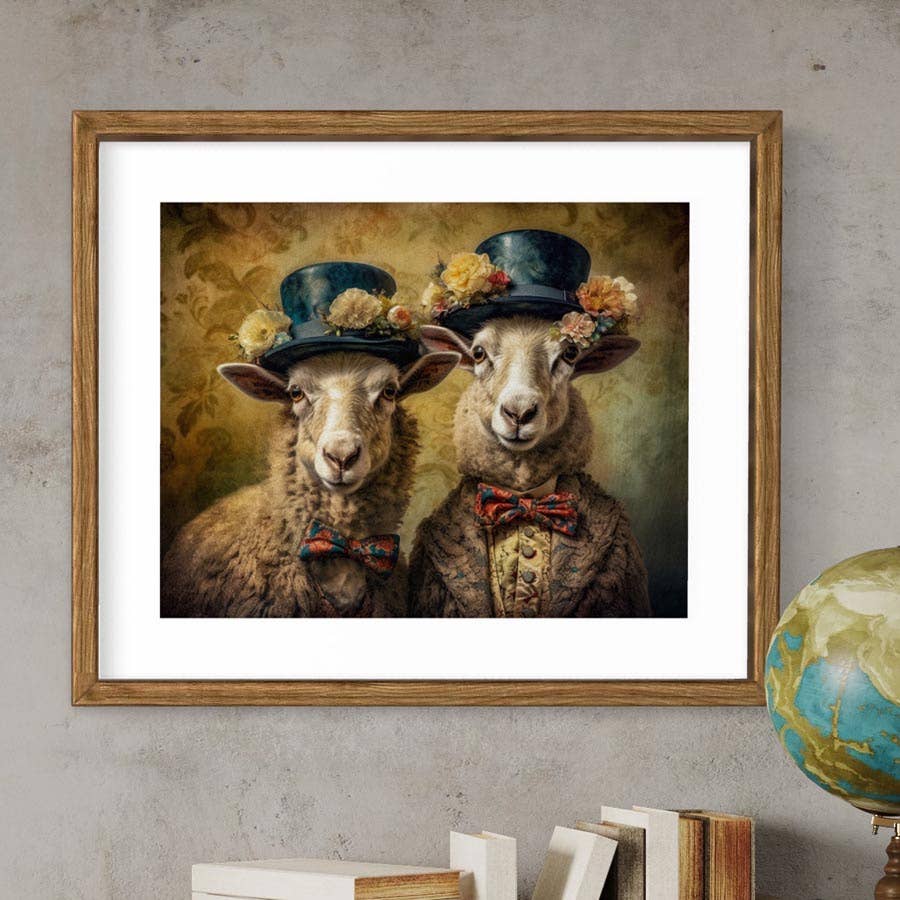 Salty Alyce - Wholesale Art Print - Vintage Gentlemen Lamb In Bow Tie AXS451