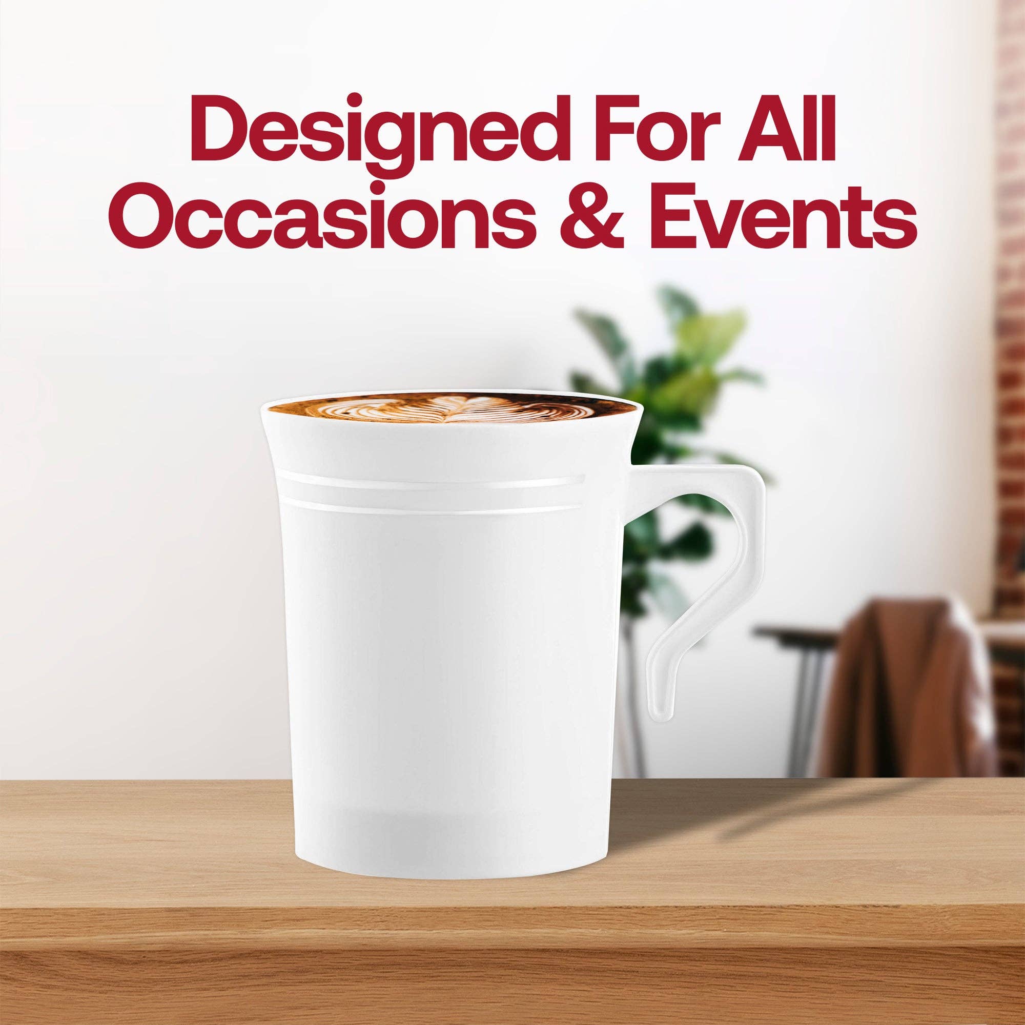 Smarty had a Party - Wholesale Disposable Cup - 8 oz. White w/ Silver Edge Rim Plastic Coffee Mugs - 10 pcs4