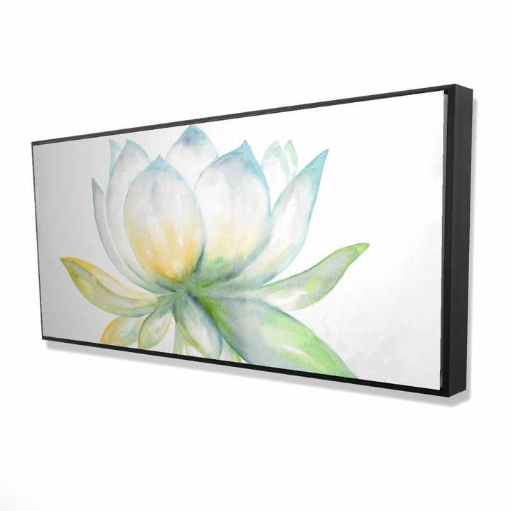 Blue Botanical Lotus Flower Framed Canvas | Home Decor Art for wholesale by BEGIN HOME DECOR